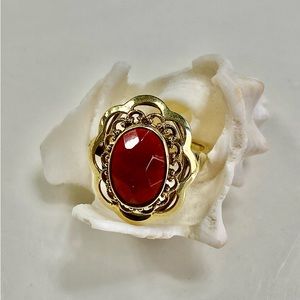 faceted carnelian in 14k filigree setting